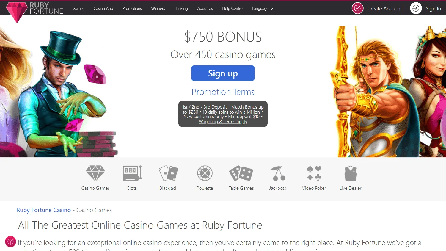 Ruby Fortune Casino desktop games interface